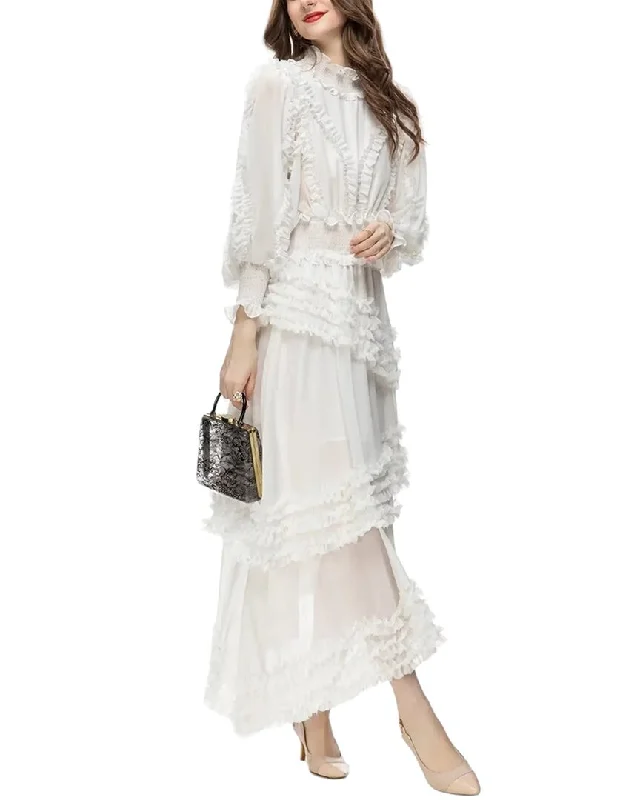 Maxi dress with statement sleeves-BURRYCO Maxi Dress