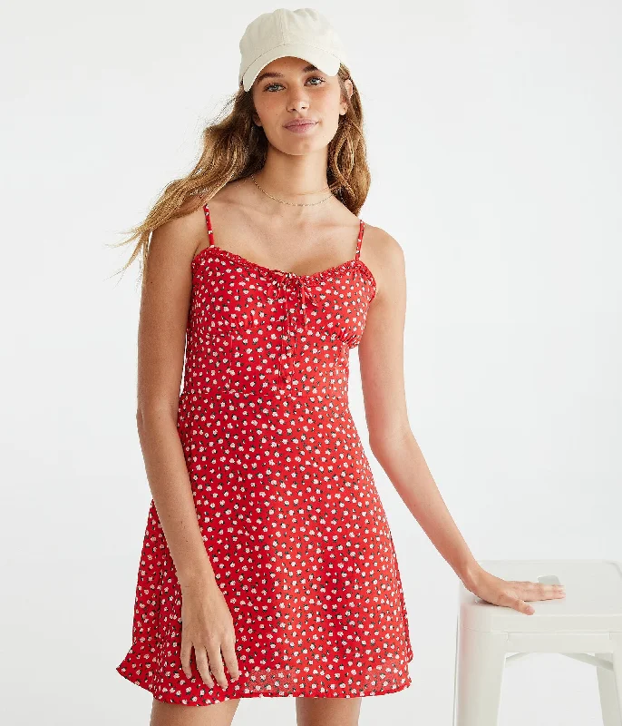 Velvet mini dress for fall-Aeropostale Floral Sweetheart Fit & Flare Dress