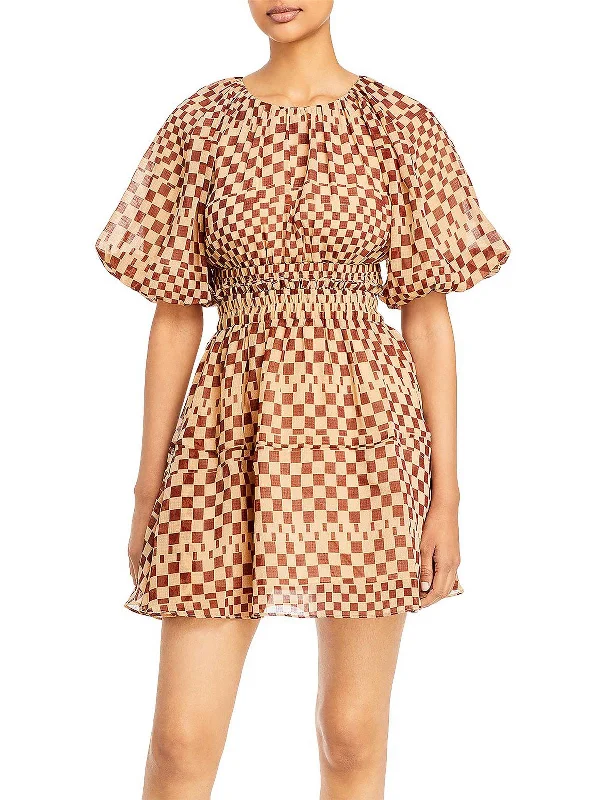 T-shirt mini dress for everyday-Womens Checkered Fit & Flare Dress