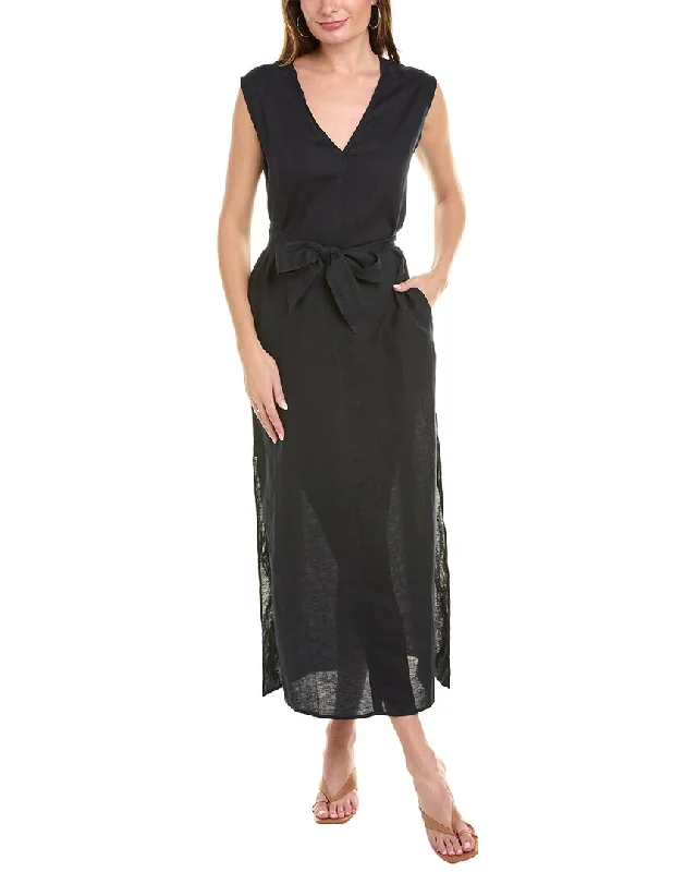 Maxi dress with statement sleeves-Splendid Mabel Linen-Blend Maxi Dress