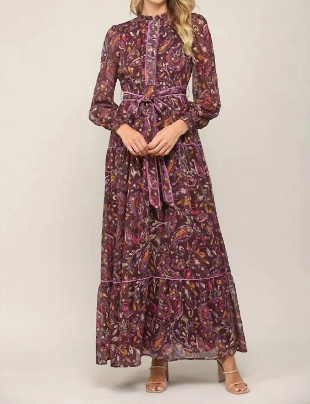 Maxi dress with metallic sheen-Chiffon Maxi Dress In Violet