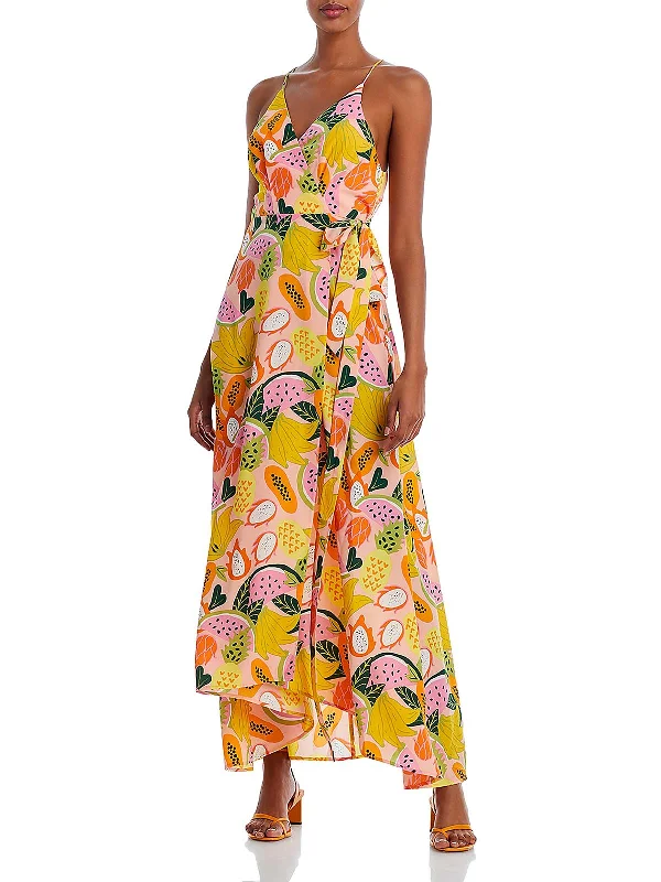 Maxi dress with shimmer effect-Womens Printed Long Maxi Dress