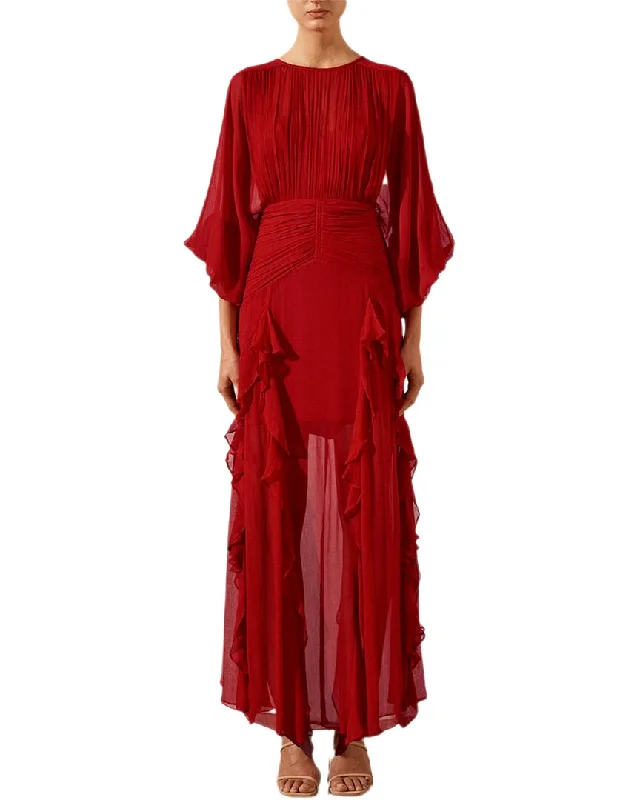 Maxi dress with sheer sleeves-BURRYCO Maxi Dress