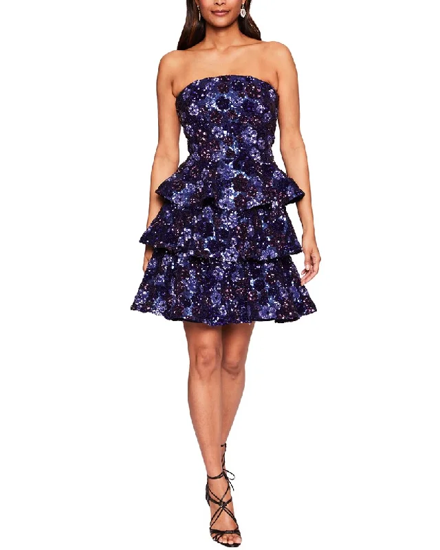 Satin mini dress for date night-Marchesa Notte Strapless Mini Dress