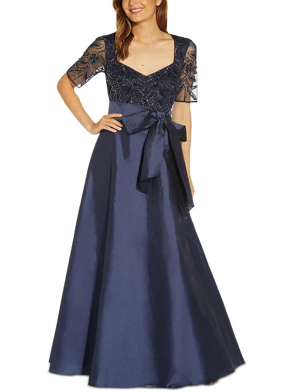 Maxi dress with denim fabric-Womens Embellished Maxi Evening Dress