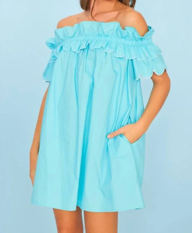 Maxi dress with split sleeves-Swaying Along Dress In Aqua