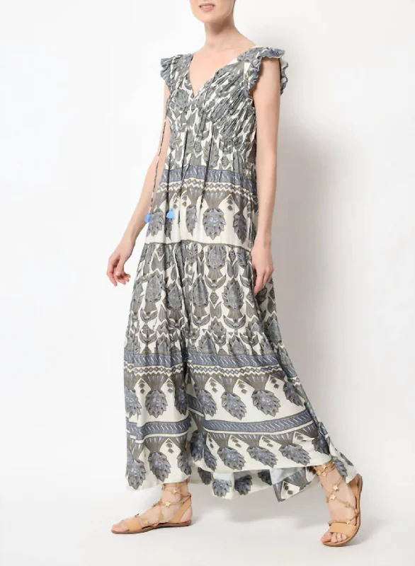 Maxi dress with tie waist-Jacqueline Maxi Dress In Siya Olive