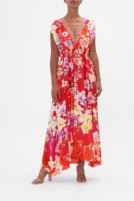 Maxi dress with flowy skirt-DRAWCORD MAXI DRESS KISS AND TELL