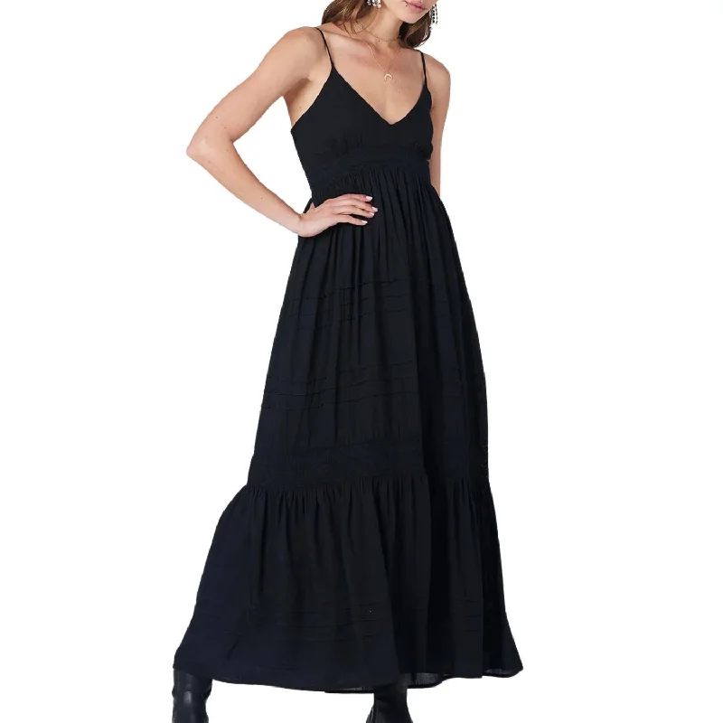 Maxi dress with metallic sheen-Phoenix Maxi Dress In Black