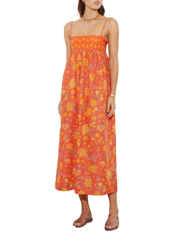 Casual long maxi dress-Alvita Strappy Bodice Maxi Dress In Melon