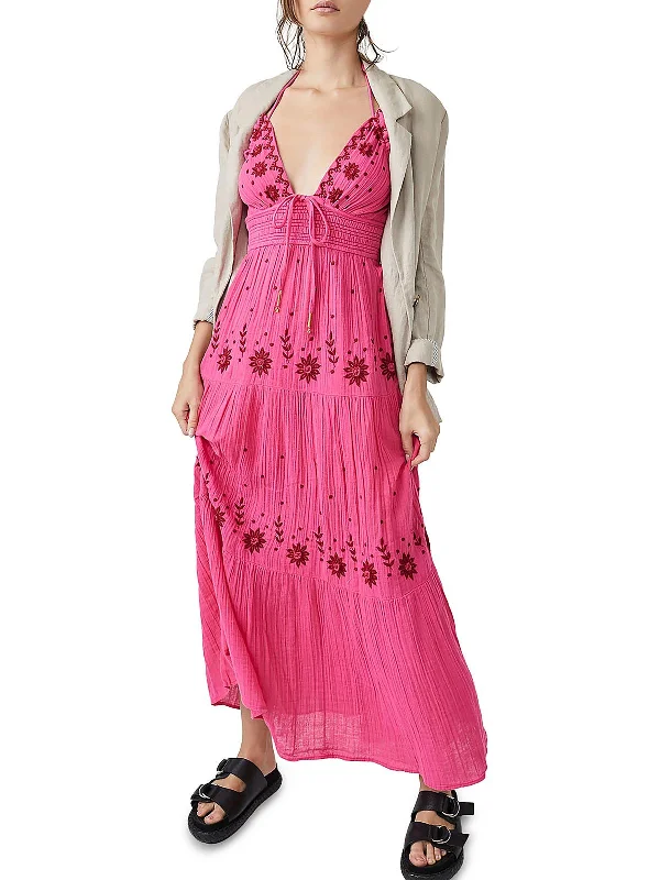 Maxi dress with crisscross straps-Womens Boho Long Maxi Dress