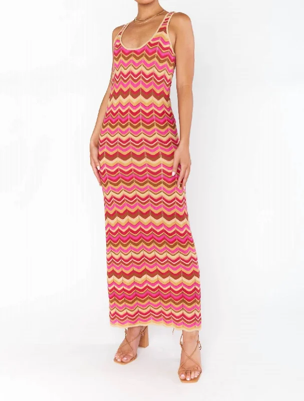 Maxi dress with intricate beading-Tala Tank Maxi Dress In Horizon Stripe Knit