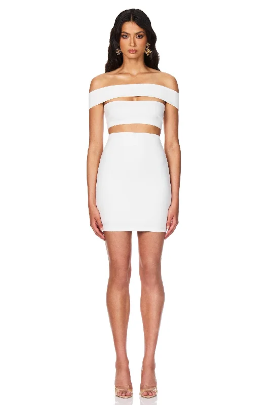 Mini dress with trumpet sleeves-Nookie Naomi Mini Dress - Ivory