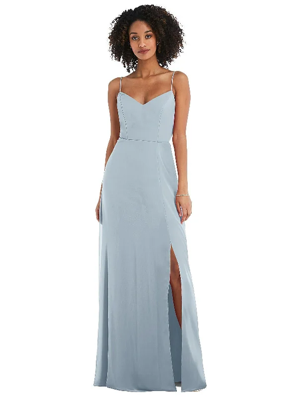 Maxi dress with intricate embroidery-Tie-Back Cutout Maxi Dress with Front Slit