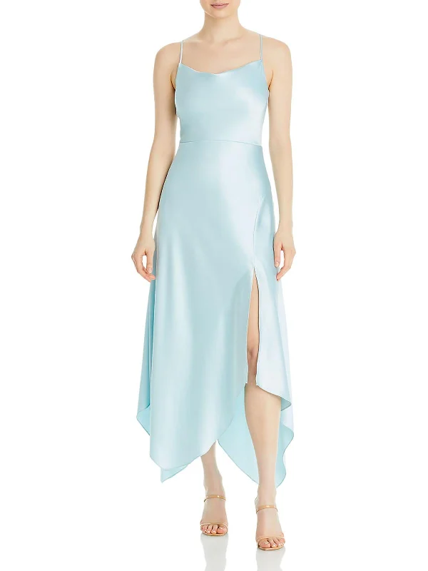 Glam embellished midi dress-Womens Satin Drape Midi Dress