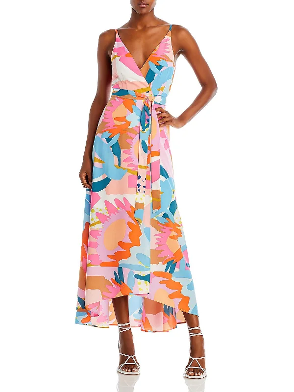 Sleeveless maxi dress-Womens Chiffon Maxi Wrap Dress