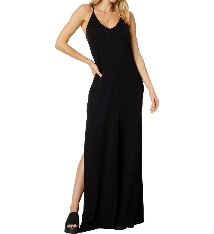 Maxi dress with chiffon fabric-Cami Maxi Dress In Black