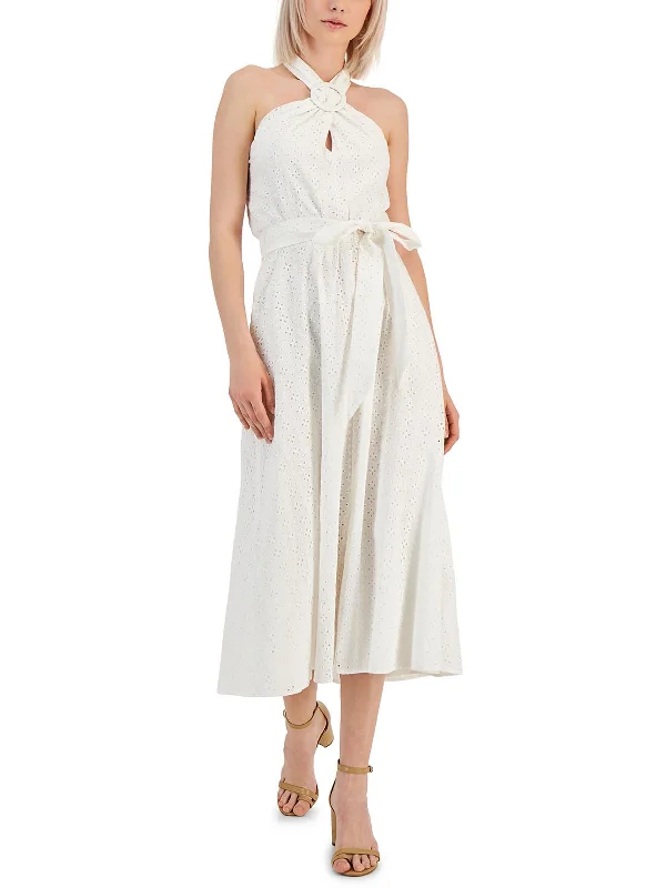 Maxi dress with wrap design-Womens Open Back Long Halter Dress