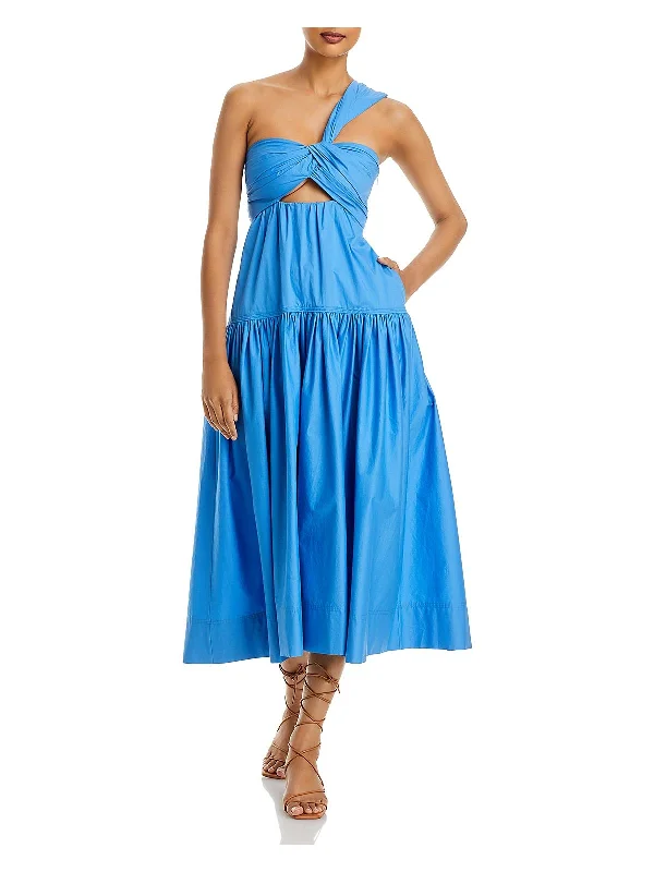 Maxi dress with high split-Aubrey Womens Tiered Long Fit & Flare Dress