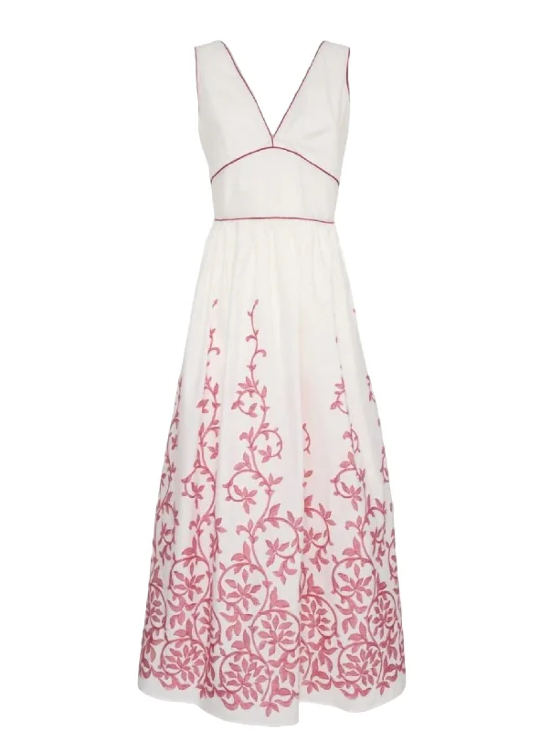 Elegant summer maxi dress-Women's Lucina Long Dress In Strawberry Leaves