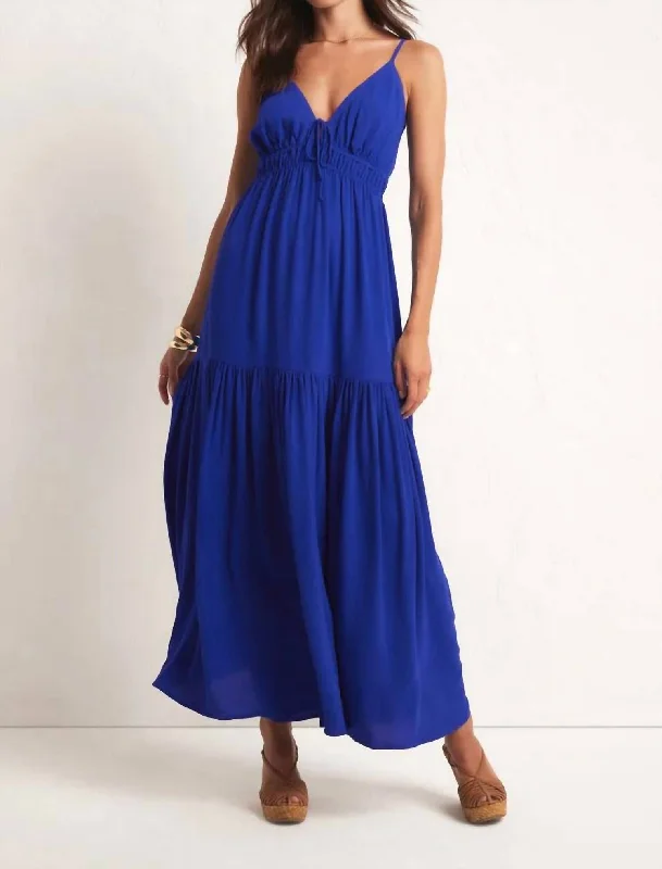 Maxi dress with high-low hem-Lisbon Maxi Dress In Palace Blue