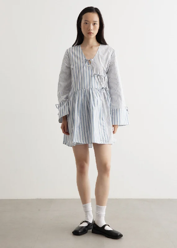 Mini dress with trumpet hem-Stripe Mini Wrap Dress