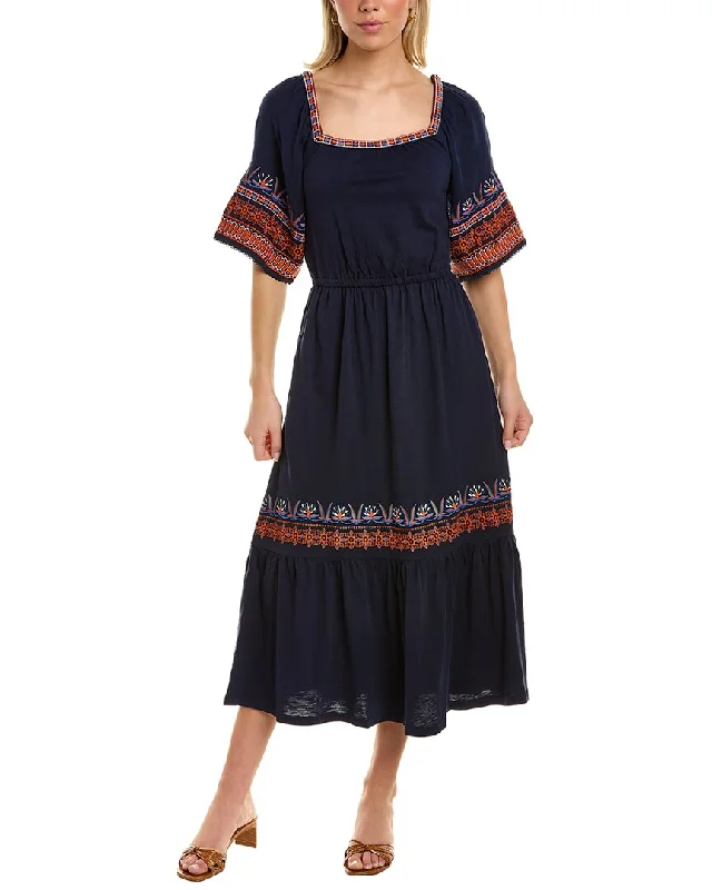 Midi dress with layered skirt-Boden Embroidered Midi Dress