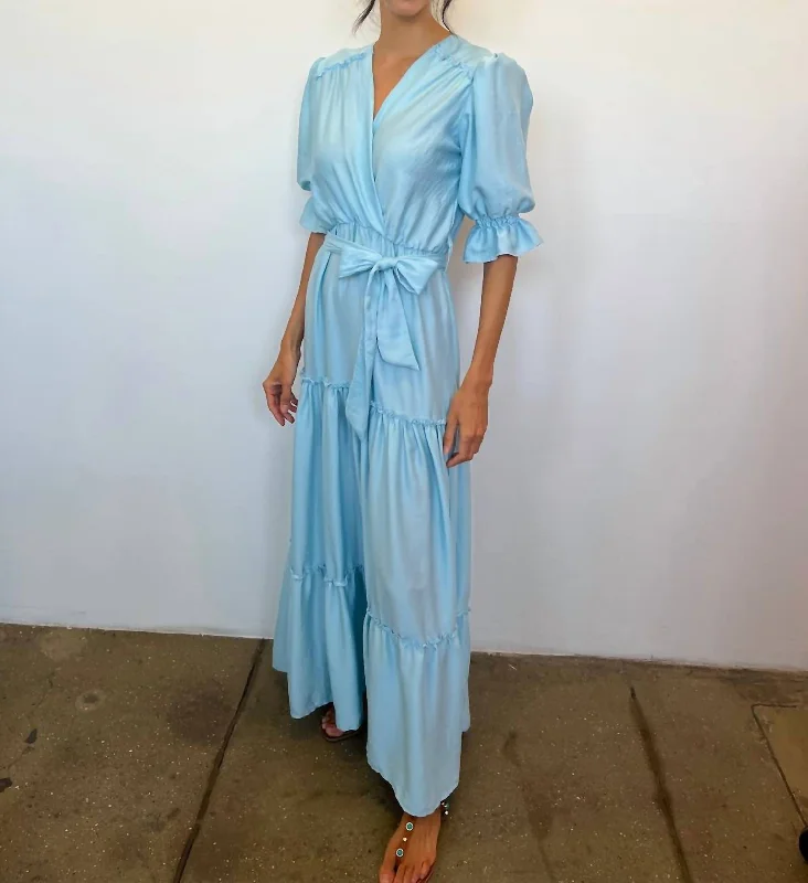 Maxi dress with crisscross straps-Syros Maxi Dress In Sky Blue