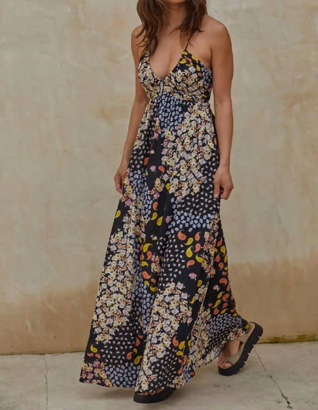 Maxi dress with bold stripes-In Blooms Maxi Dress In Multi