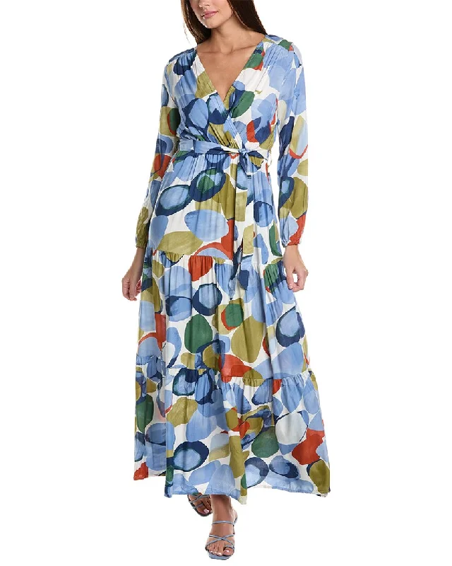 Maxi dress with wrap bodice-ANNA KAY Patches Silk-Blend Maxi Dress