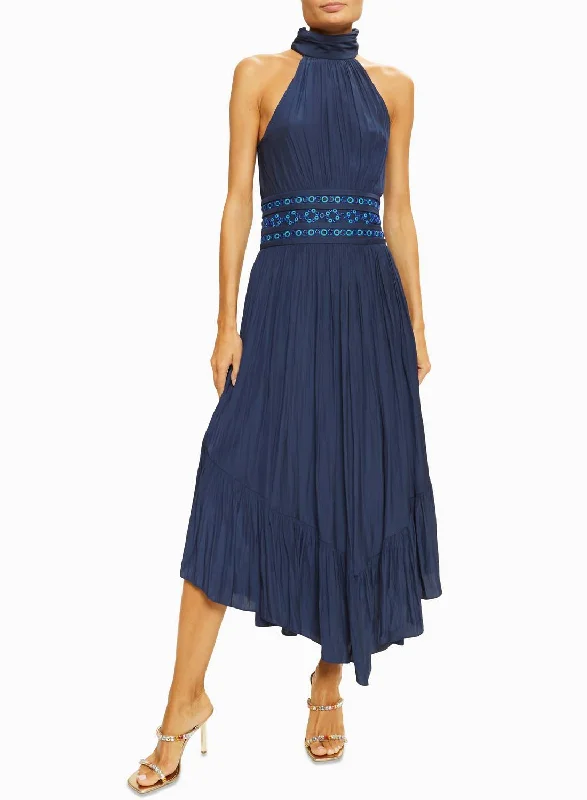 Colorful maxi dress-Shauna Maxi Dress In Navy W/turquoise Embroidery