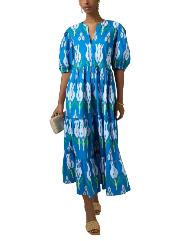 Bohemian inspired maxi dress-Printed Tulip Maxi Dress In Blue