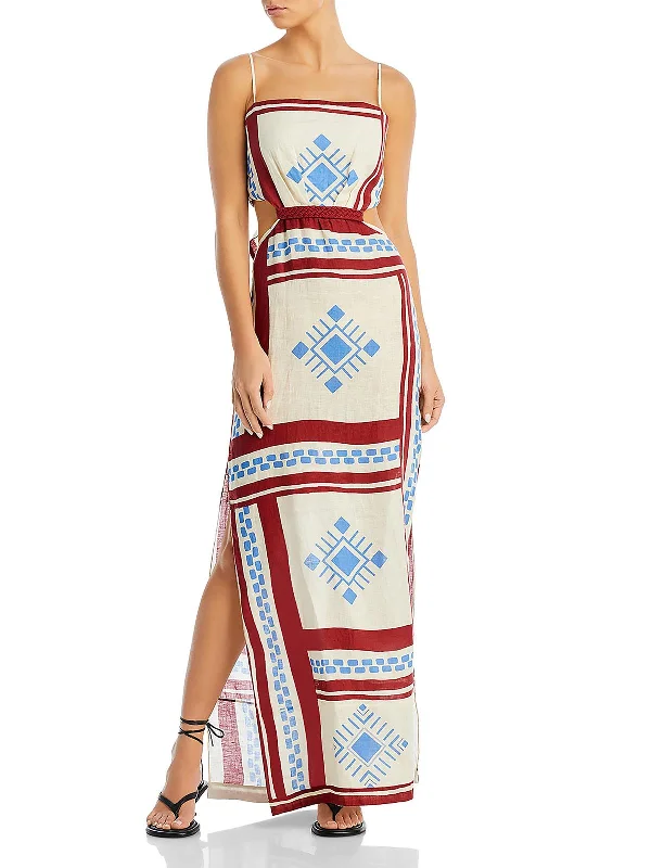 Lightweight cotton maxi dress-Kay Pacha Womens Cut-Out Long Maxi Dress