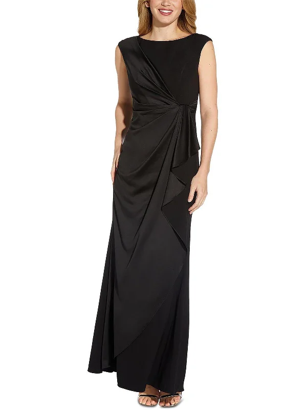 Casual long maxi dress-Womens Drapey Maxi Evening Dress