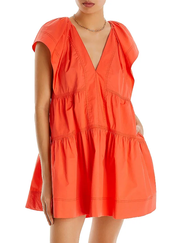 Mini dress with pleated bodice-Womens Daytime 100% Cotton Mini Dress