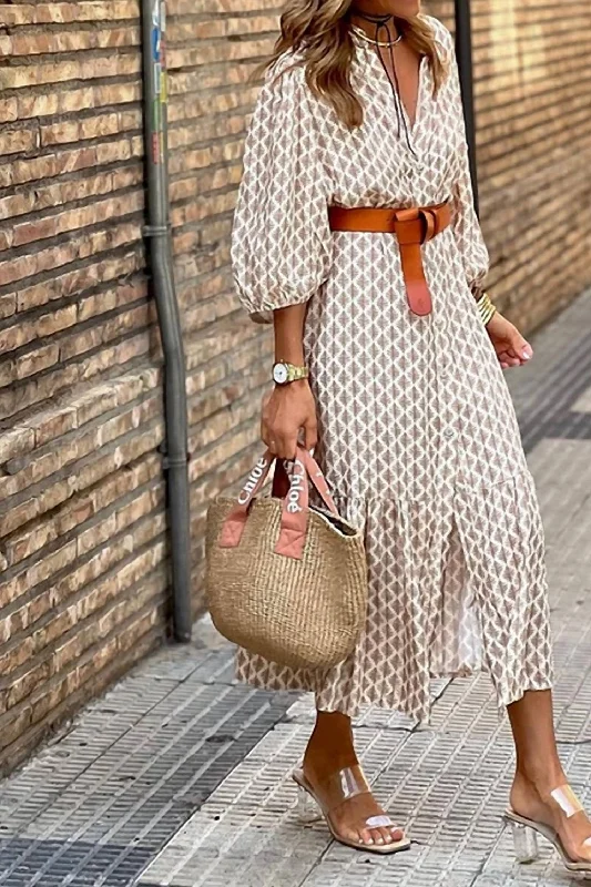 Casual beach maxi dress-Button Down Maxi Dress In Multi