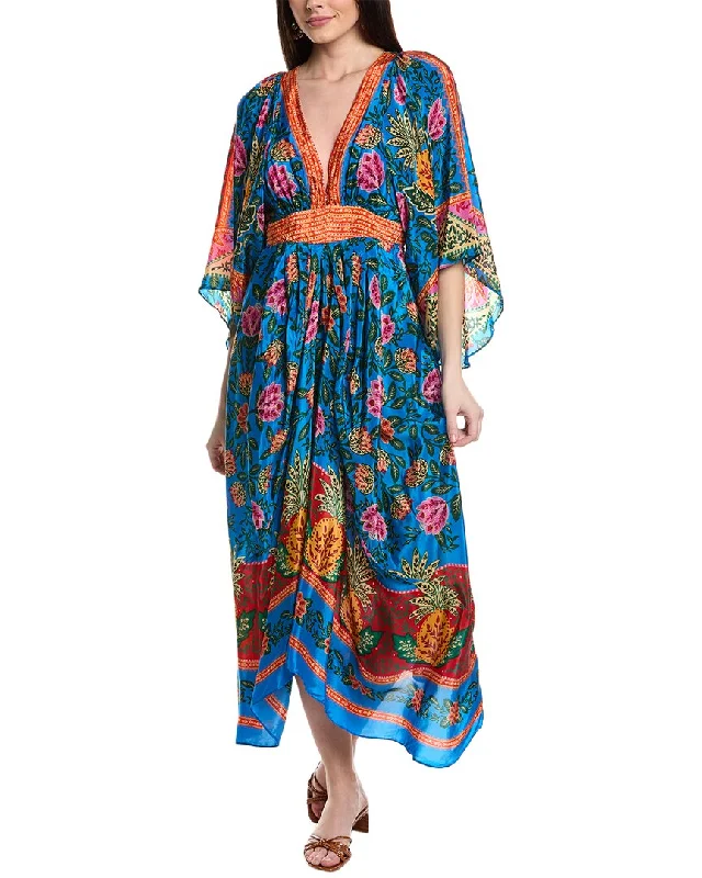 Lightweight cotton maxi dress-FARM Rio Pineapple Garden Maxi Kaftan Dress