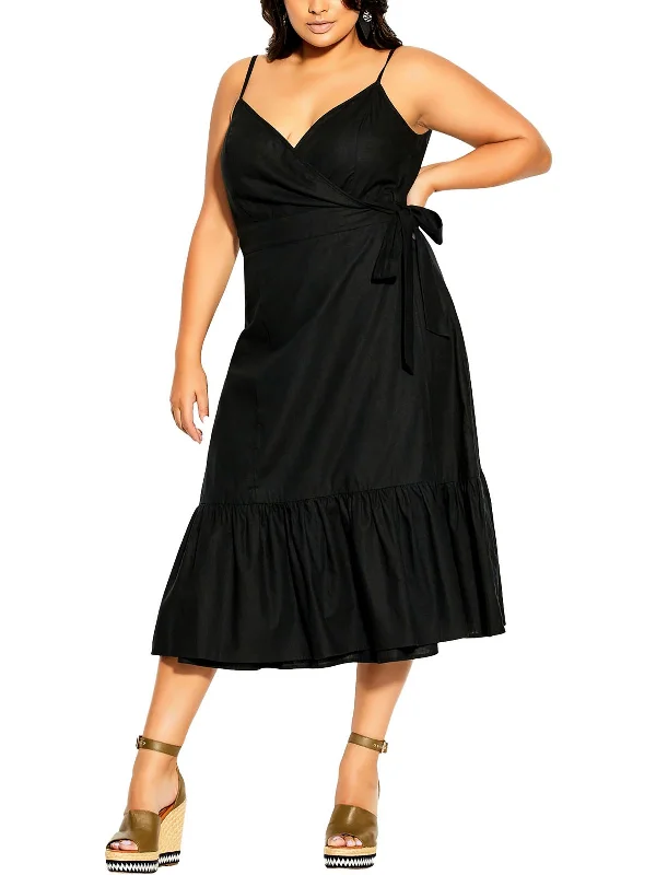 Maxi dress with halter neck-Plus Womens Casual Long Fit & Flare Dress