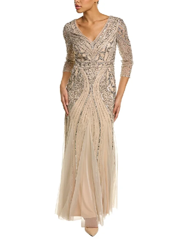 Maxi dress with festive look-Adrianna Papell Beaded Maxi Dress