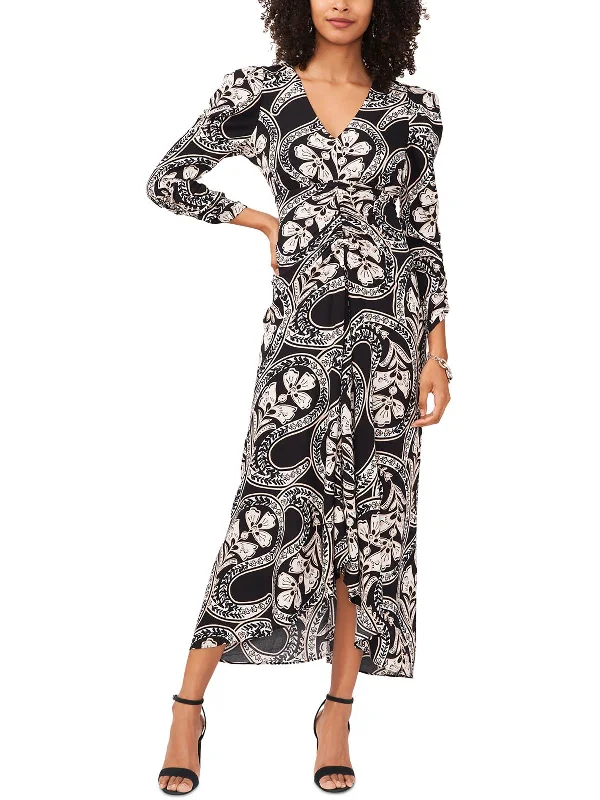 Maxi dress with shimmer effect-Womens Printed Rayon Maxi Dress