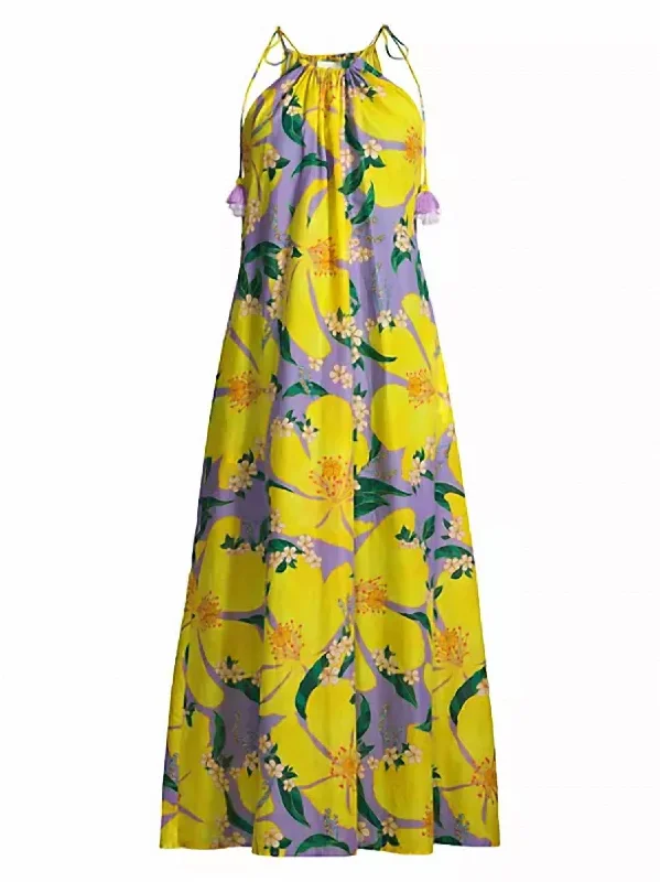 Maxi dress with floral print-Pietra Floral Cover-Up Maxi Dress In Lilac