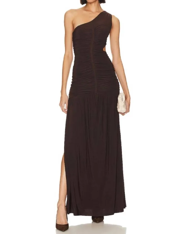 Elegant maxi dress for weddings-Samsara Maxi Dress In Espresso