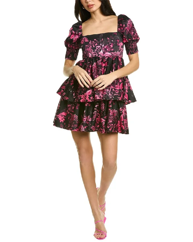 Elegant mini dress for evening-alice + olivia Emmalou Tiered Mini Dress