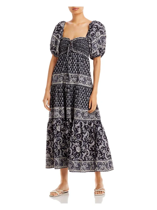 Chic utility style midi dress-Jasper Womens Cotton Printed Midi Dress