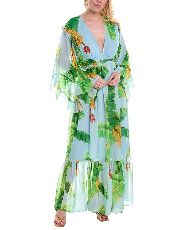 Maxi dress with backless design-FARM Rio Fresh Bananas Chiffon Maxi Dress