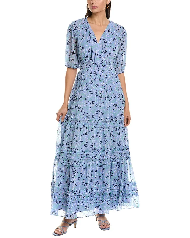 Maxi dress with halter neck-Ted Baker Puff Sleeve Smocked Detail Maxi Dress