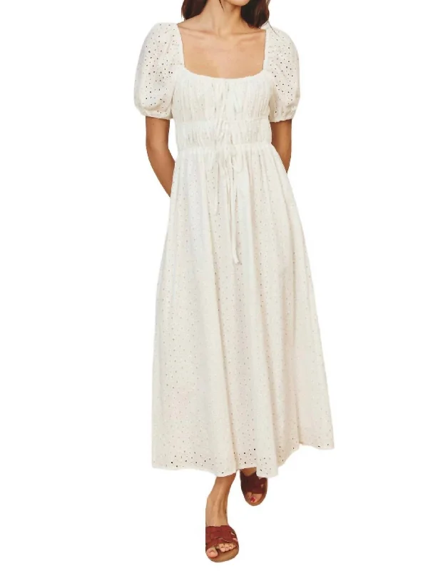 Maxi dress with smocked waist-Dreamy Maxi Dress In White