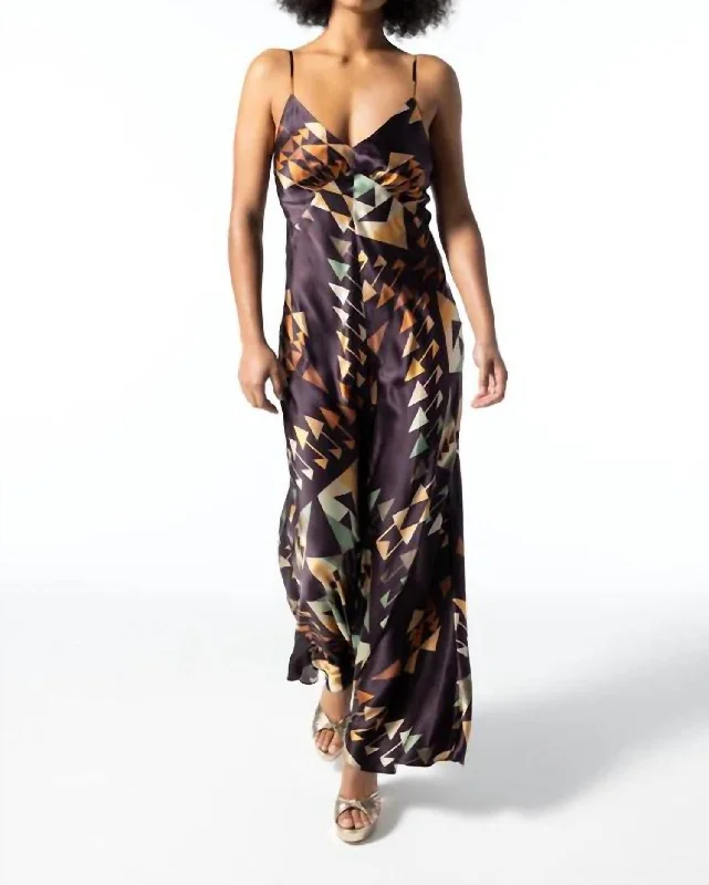 Maxi dress with eyelet fabric-Labyrinth Bias Maxi Dress In Multi