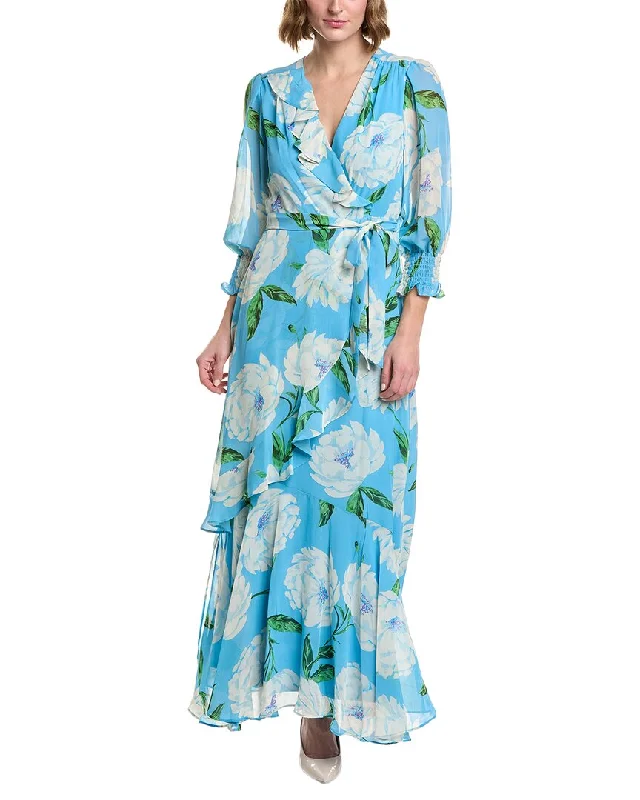 Maxi dress with crochet overlay-Taylor Printed Chiffon Maxi Dress