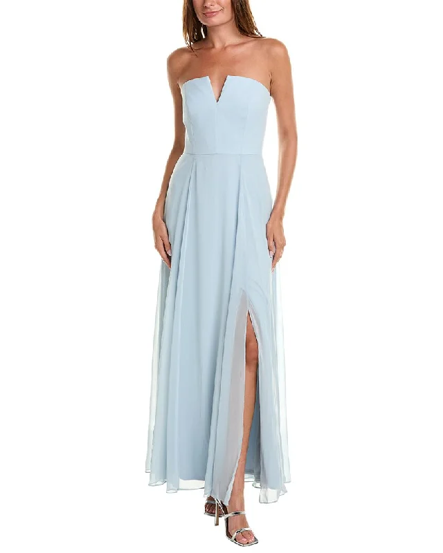 Off-shoulder summer maxi dress-Dessy Collection Chiffon Maxi Dress